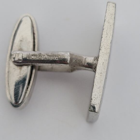 Louis Feraud LF Tie Pin Clip Cufflinks Set Silver Black Tone Designer Rectangle - Picture 8 of 8